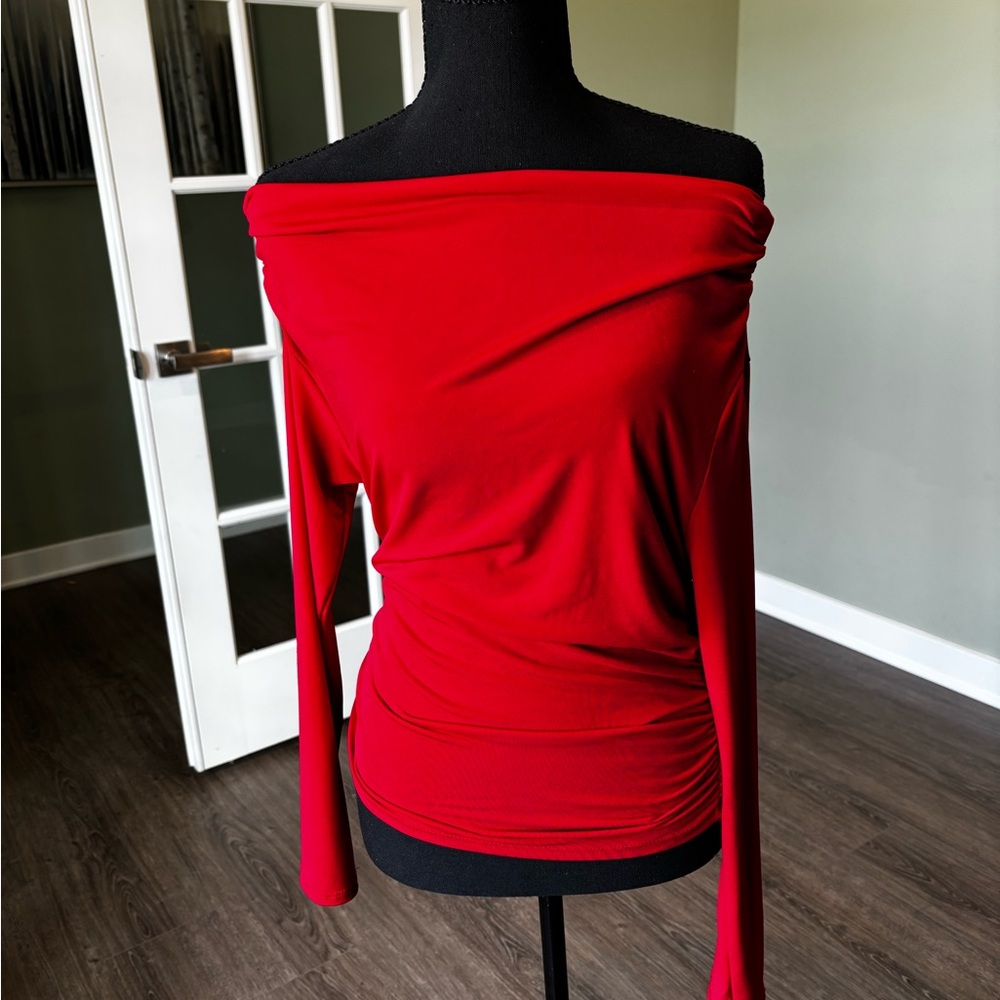 Elegant Red Off-Shoulder Women's Top